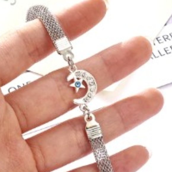 Jewelry - NWOT Rhinestone Moon and Star Bracelet Jewelry Charm